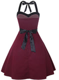 Red Women's Dresses Polka Dot Belted Mini Dress LC616104-3