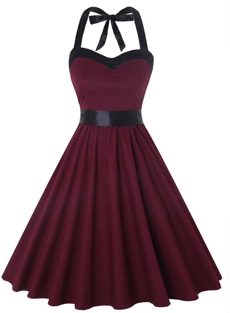 Red Women's Dresses Polka Dot Belted Mini Dress LC616104-3