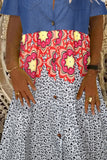 Sky Blue Women's Mini Dress Leopard Tribal Denim Button-up Dress LC226998-4