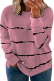 Women's Wave Striped Plus Size Sweatshirt Round Neck Oversized Pullover