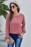 Red White/Black/Red/Sky Blue/Brown Swiss Dot Long Puff Sleeve Top LC2518188-3