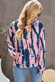 Pink Women's Casual Solid Color Tie-Dye Print Long Sleeve Pullover Hoodie LC253737-10