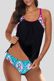 Women's Printed Lined Tankini Two Piece Swimsuit
