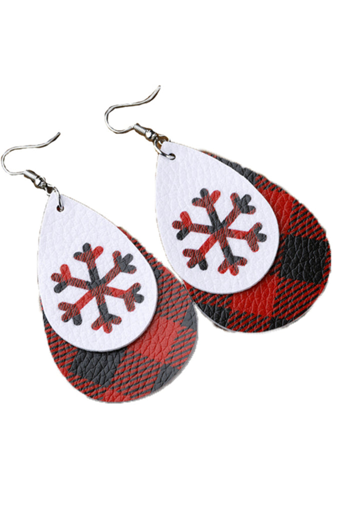 Red Water drop snowflake earrings LC013188-3