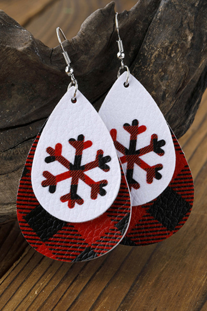 Red Water drop snowflake earrings LC013188-3