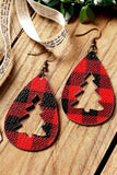 Red Leather earrings LC013184-3