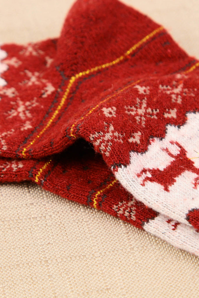 Red Christmas deer socks LC09456-3