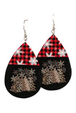 Black and Red Plaid Christmas Tree Earrings