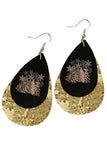 Black and Gold Oval Hoops Earrings for Christmas