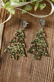 Gold Personalized sequin Christmas tree leather earrings LC013215-12