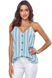 Sky Blue Black/Red/Sky Blue/Yellow Button Up V Neck Strappy Shirt Cami Top LC252011-4