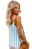 Sky Blue Black/Red/Sky Blue/Yellow Button Up V Neck Strappy Shirt Cami Top LC252011-4