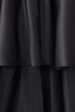Black Royal Blue Long Sleeve Lace High Low Satin Prom Dress LC61910-2