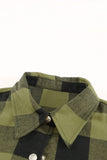 Women's Turn-down Collar Snap Button Up Plaid Shirt Coat