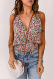 Multicolor Wrapped V Neck Floral Tank Crop Top LC2565683-22