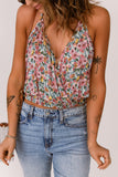 Multicolor Wrapped V Neck Floral Tank Crop Top LC2565683-22