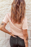 LC25214618-10-S, LC25214618-10-M, LC25214618-10-L, LC25214618-10-XL, LC25214618-10-2XL, Pink Leopard Striped Bunny Print Short Sleeve T-shirt