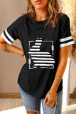 Black Easter Bunny Print Short Sleeve Striped T-shirt LC25214804-2