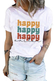 White Happy Easter Short Sleeve T Shirt Easter Shirts for Women LC25214841-1