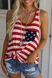 Red Pocket Patch Stars & Stripes Tank Top  LC2565943-3