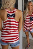 Red Pocket Patch Stars & Stripes Tank Top  LC2565943-3