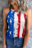 White American Flag Pattern Printed O Neck Sleeveless Top LC2566727-1