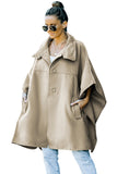 Women's Snap Button Turn-down Collar Cape Coat Bat Sleeve Trench Coat
