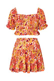Orange Two-piece Boho Floral Skirt Set LC63927-14