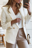 LC852370-1-S, LC852370-1-M, LC852370-1-L, LC852370-1-XL, LC852370-1-2XL, White Double Breasted Lapel Textured Long Sleeve Blazer