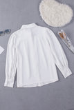 LC2552187-1-S, LC2552187-1-M, LC2552187-1-L, LC2552187-1-XL, LC2552187-1-2XL, White Solid Color Button Up Puff Sleeve Blouse