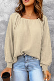 Apricot Waffle Texture Casual Square Neck Pullover LC25115253-18