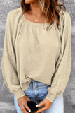 Apricot Waffle Texture Casual Square Neck Pullover LC25115253-18