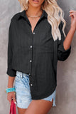LC2551323-2-S, LC2551323-2-M, LC2551323-2-L, LC2551323-2-XL, LC2551323-2-2XL, Black Textured Buttoned Pocket Long Sleeve Shirt
