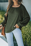 Green Waffle Texture Casual Square Neck Pullover LC25115253-9