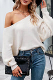 LC2722526-1-S, LC2722526-1-M, LC2722526-1-L, White Solid Color Ribbed Long Sleeve Sweater