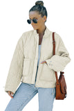 White Stand Collar Quilted Liner Jacket Women