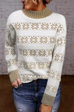 White Christmas Snowflake High Neck Knit Sweater LC2722400-1