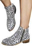 Women's Leopard PU Leather Zipper Pointed Boots