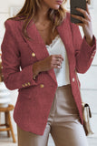 LC852370-3-S, LC852370-3-M, LC852370-3-L, LC852370-3-XL, LC852370-3-2XL, Double Breasted Lapel Textured Long Sleeve Blazer