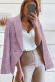 LC852370-8-S, LC852370-8-M, LC852370-8-L, LC852370-8-XL, LC852370-8-2XL, Purple Double Breasted Lapel Textured Long Sleeve Blazer