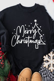 LC25313506-2-S, LC25313506-2-M, LC25313506-2-L, LC25313506-2-XL, LC25313506-2-2XL, Black Merry Christmas Tree Sketch Sweatshirt