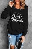 LC25313506-2-S, LC25313506-2-M, LC25313506-2-L, LC25313506-2-XL, LC25313506-2-2XL, Black Merry Christmas Tree Sketch Sweatshirt