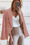 LC852370-10-S, LC852370-10-M, LC852370-10-L, LC852370-10-XL, LC852370-10-2XL, Pink Double Breasted Lapel Textured Long Sleeve Blazer
