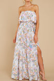 Floral Print Strapless Tube Top Maxi Dress