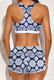 LC415772-5-S, LC415772-5-M, LC415772-5-L, LC415772-5-XL, LC415772-5-2XL, Blue 3pcs Athletic Tankini Swimsuit Tank Tops with Sports Bra and Boyshorts