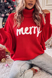 LC2722817-3-S, LC2722817-3-M, LC2722817-3-L, Merry Letter Embroidered High Neck Sweater