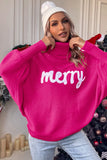 LC2722817-6-S, LC2722817-6-M, LC2722817-6-L, Rose Merry Letter Embroidered High Neck Sweater