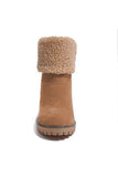 Women's Gray Mid Heel Ankle Boot Winter Fleece Lined Snow Boots