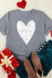 LC25219275-11-S, LC25219275-11-M, LC25219275-11-L, LC25219275-11-XL, LC25219275-11-2XL, Gray Valentine's Day Large Heart Shape Print Graphic T Shirt