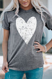 LC25219275-11-S, LC25219275-11-M, LC25219275-11-L, LC25219275-11-XL, LC25219275-11-2XL, Gray Valentine's Day Large Heart Shape Print Graphic T Shirt